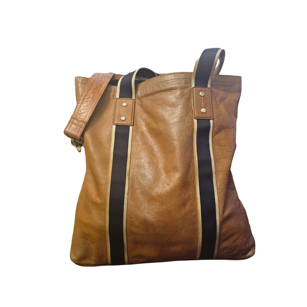 Coach Transatlantic Tote Bag Tan Pebbled Leather Crossbody Webbed Trim 70191 - Picture 4 of 8